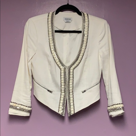 bebe Jackets & Blazers - Embellished white blazer